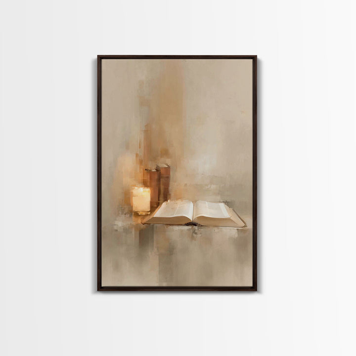 Sacred Reading Light – Framed Canvas Print – Christian Wall Art – Christian Art Canvas – Vintage Christian Art – Christian Painting – Chris