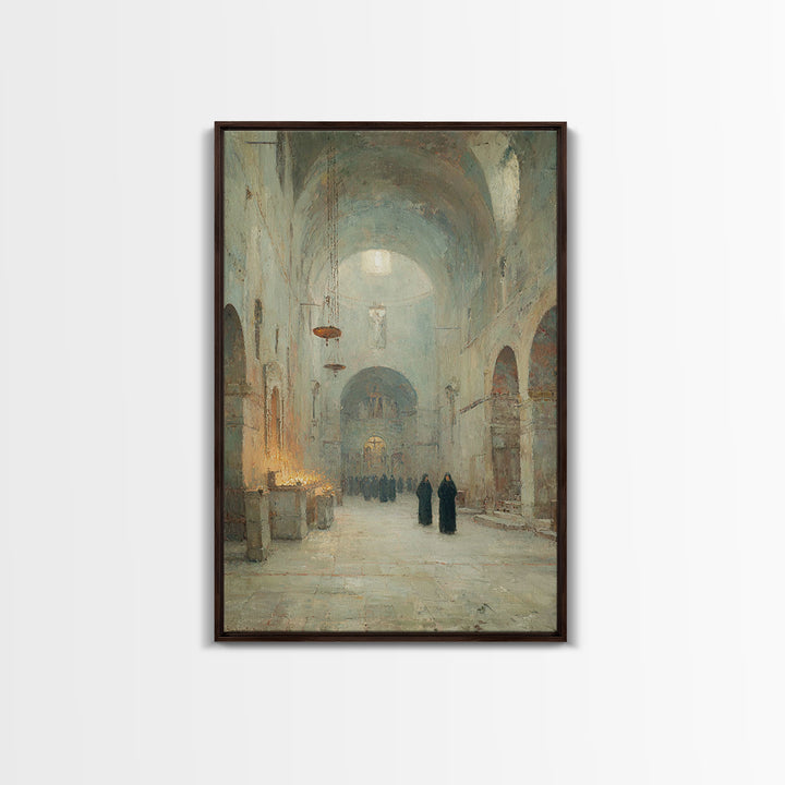 Hallowed Sanctuary Stillness – Framed Canvas Print – Christian Wall Art – Christian Art Print – Vintage Christian Art – Christian Art Canva