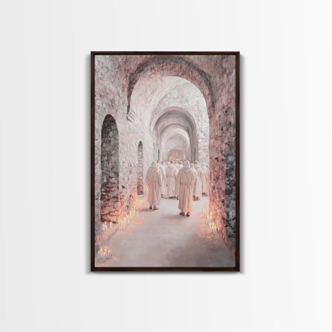 White-Robed Procession – Framed Canvas Print – Christian Art Canvas – Christian Wall Art – Christian Christmas Art – Christmas Art Prints –