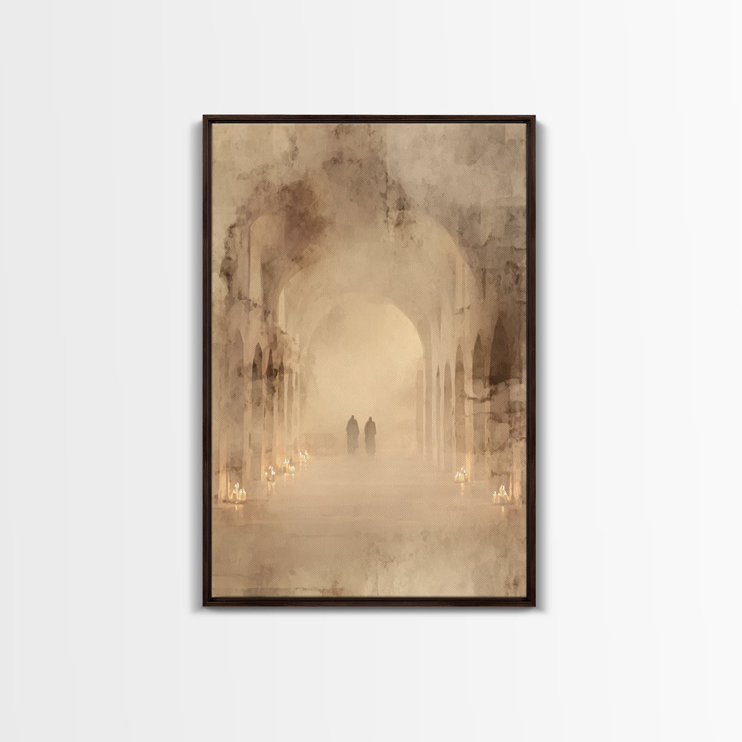 Silent Cloister Haze – Framed Canvas Print – Christian Wall Art – Minimalist Christian Art – Subtle Christian Art – Christian Painting – Ch