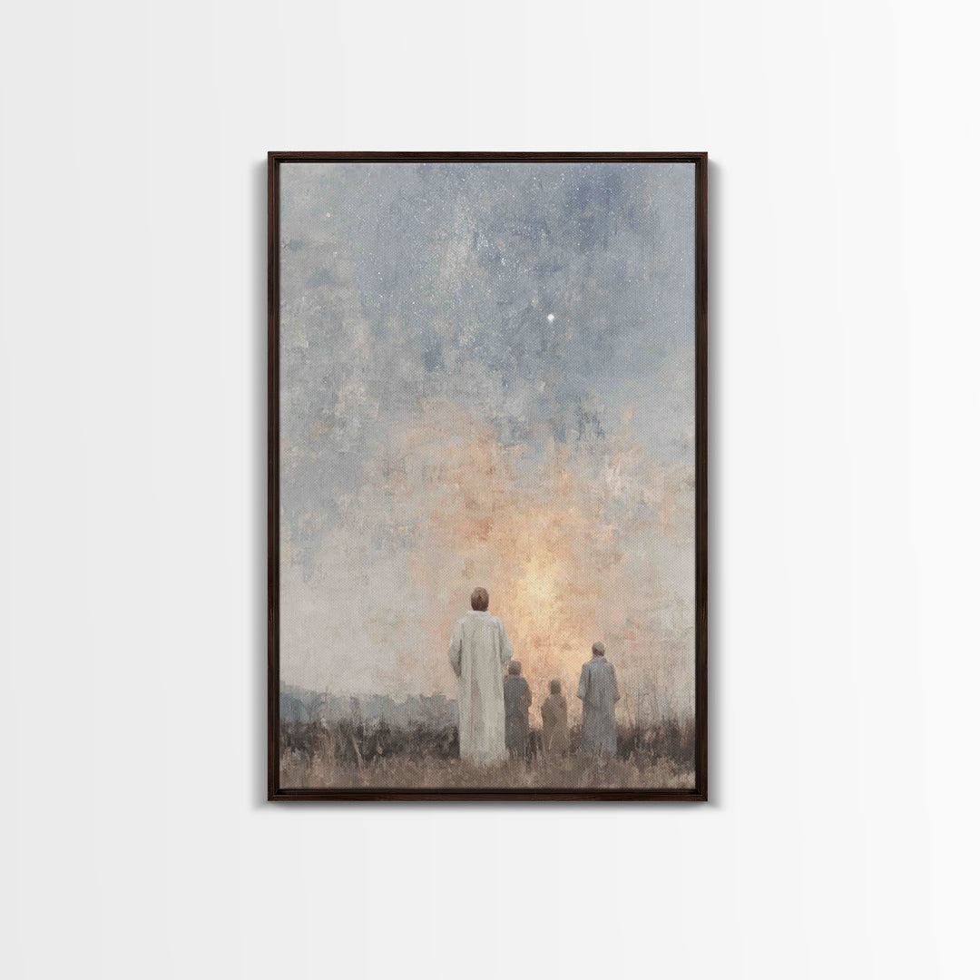 Skyward Wonder – Framed Canvas Print – Christmas Art Prints – Christian Wall Art – Christian Art Canvas – Christian Christmas Art – Vintage