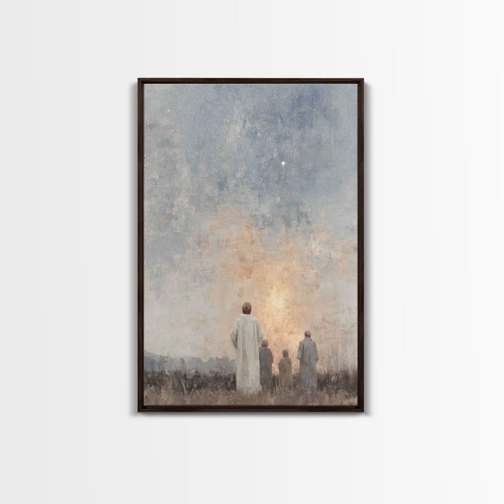 Skyward Wonder – Framed Canvas Print – Christmas Art Prints – Christian Wall Art – Christian Art Canvas – Christian Christmas Art – Vintage