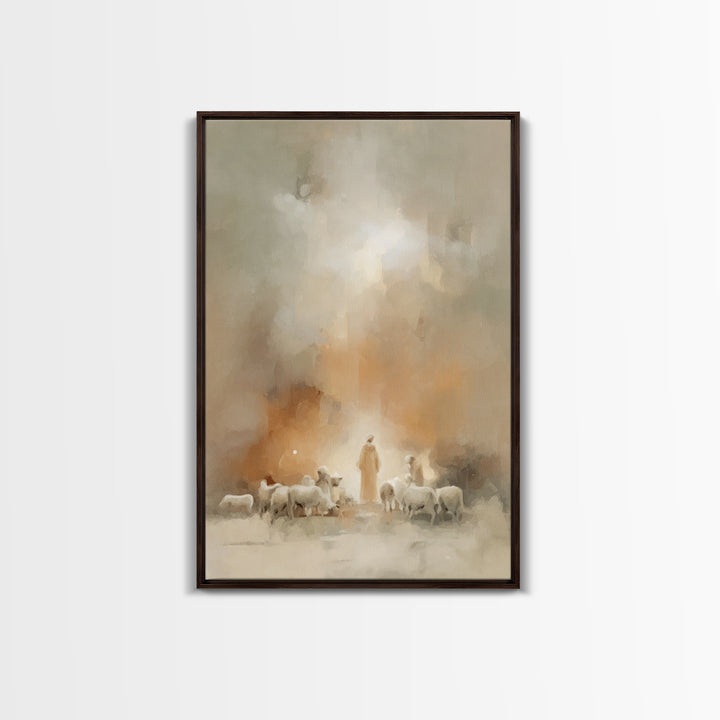Shepherds Of Light | Framed Canvas Print | Christian Wall Art | Christian Art Canvas | Christian Christmas Art | Christmas Art Work | Chris