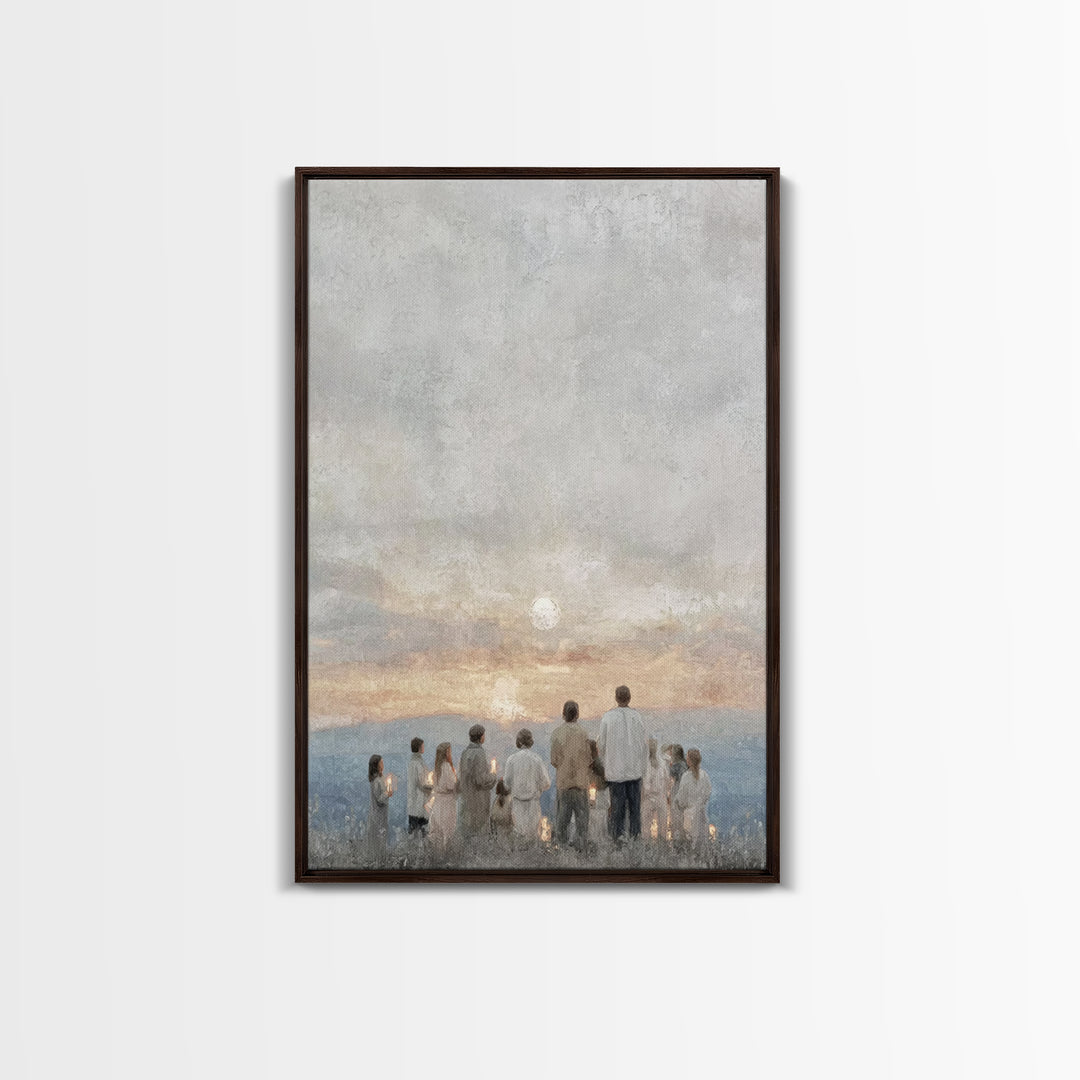 Early Light Gathering, Framed Canvas Print, Christian Wall Art, Christian Art Painting, Minimalist Christian Art, Christmas Art Framed, Chr