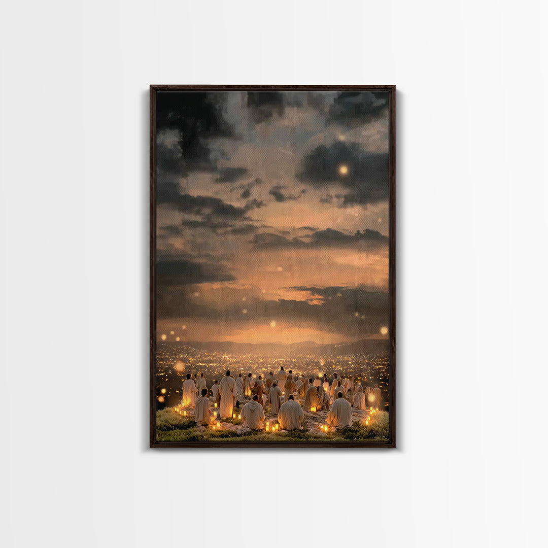 Eternal Night Glow, Framed Canvas Print, Christian Wall Art, Christian Christmas Art, Modern Christian Art, Christmas Art Work, Christian D