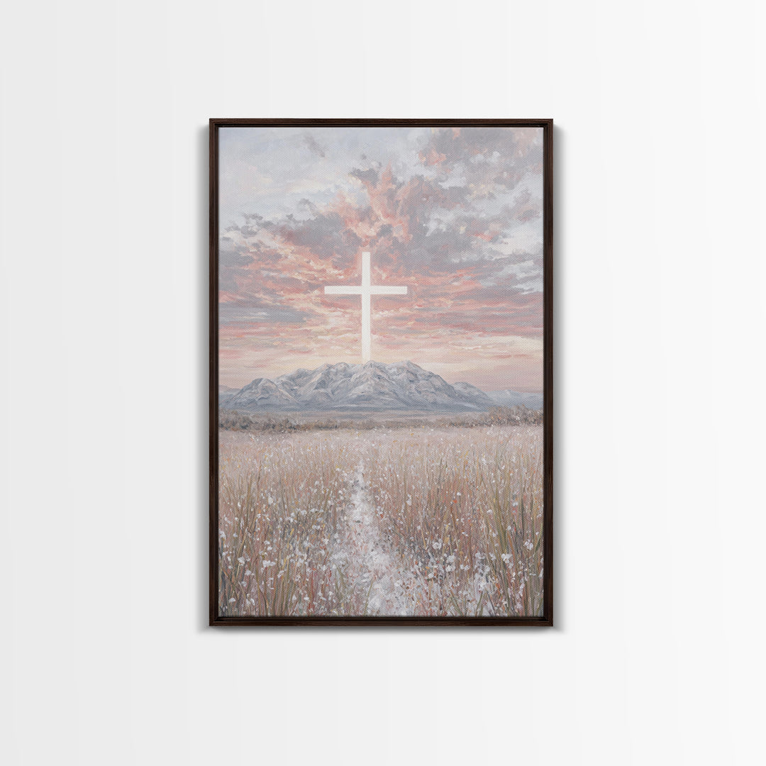 Field Of Mercy | Framed Canvas Print | Christian Wall Art | Christian Art Canvas | Minimalist Christian Art | Christian Paintings | Christi