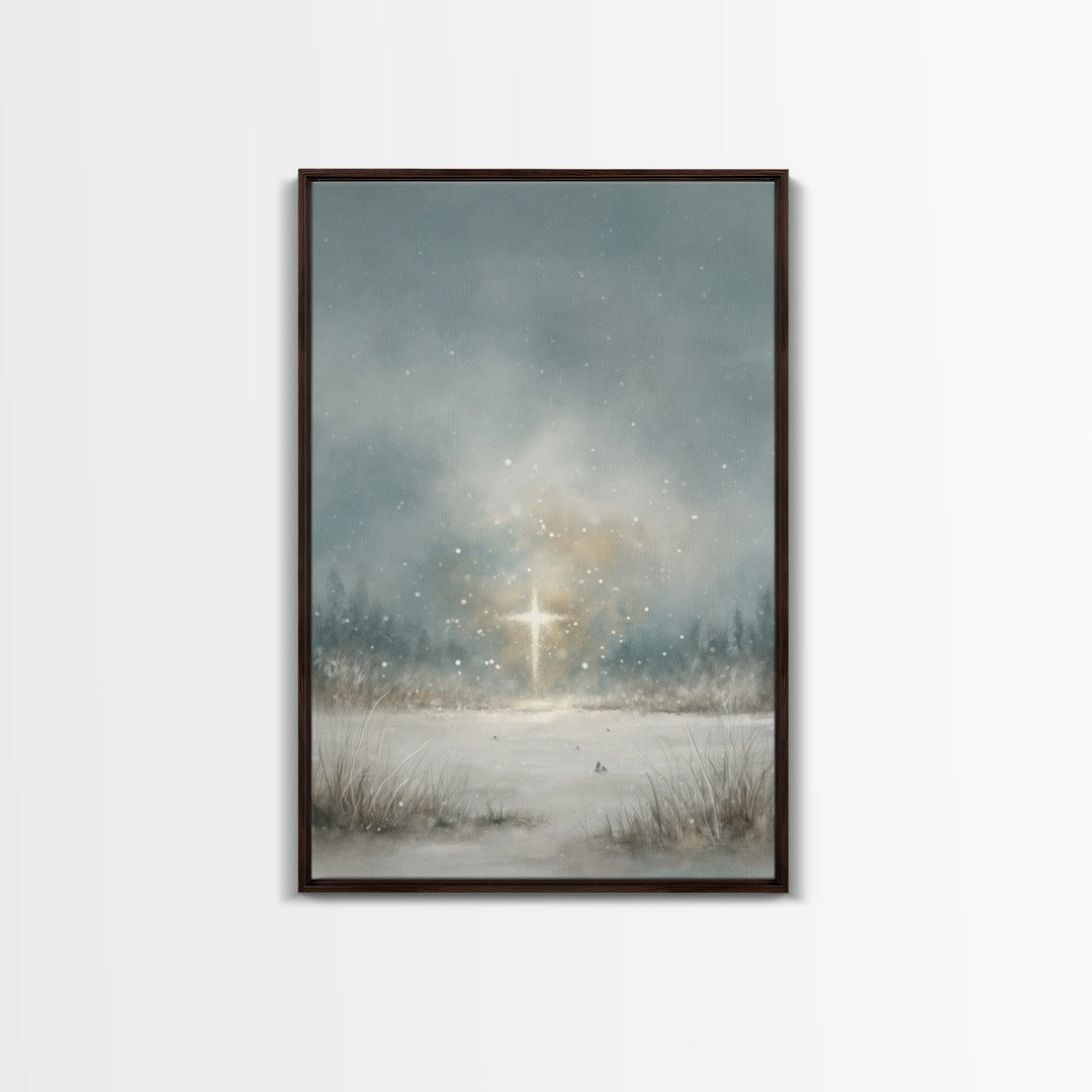 Radiant Summit Cross, Framed Canvas Print, Christian Art Canvas, Christian Wall Art, Modern Christian Art, Christian Art Work, Christian Ch