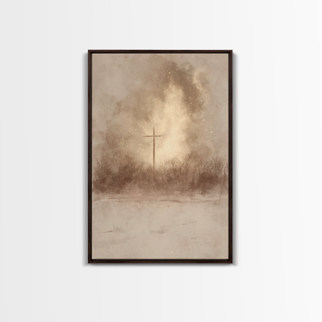 Dawn Of Mercy | Framed Canvas Print | Christian Art Canvas | Christian Wall Art | Moody Christmas Art | Christian Gift