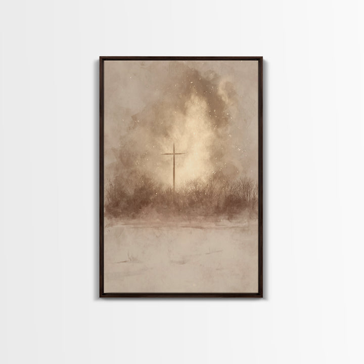 Dawn Of Mercy | Framed Canvas Print | Christian Art Canvas | Christian Wall Art | Moody Christmas Art | Christian Gift