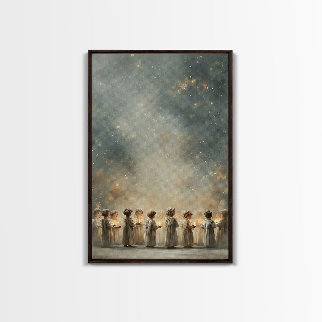 Circle Of Angels – Framed Canvas Print – Christian Wall Art – Christian Art Canvas – Christmas Art – Christian Christmas Decor