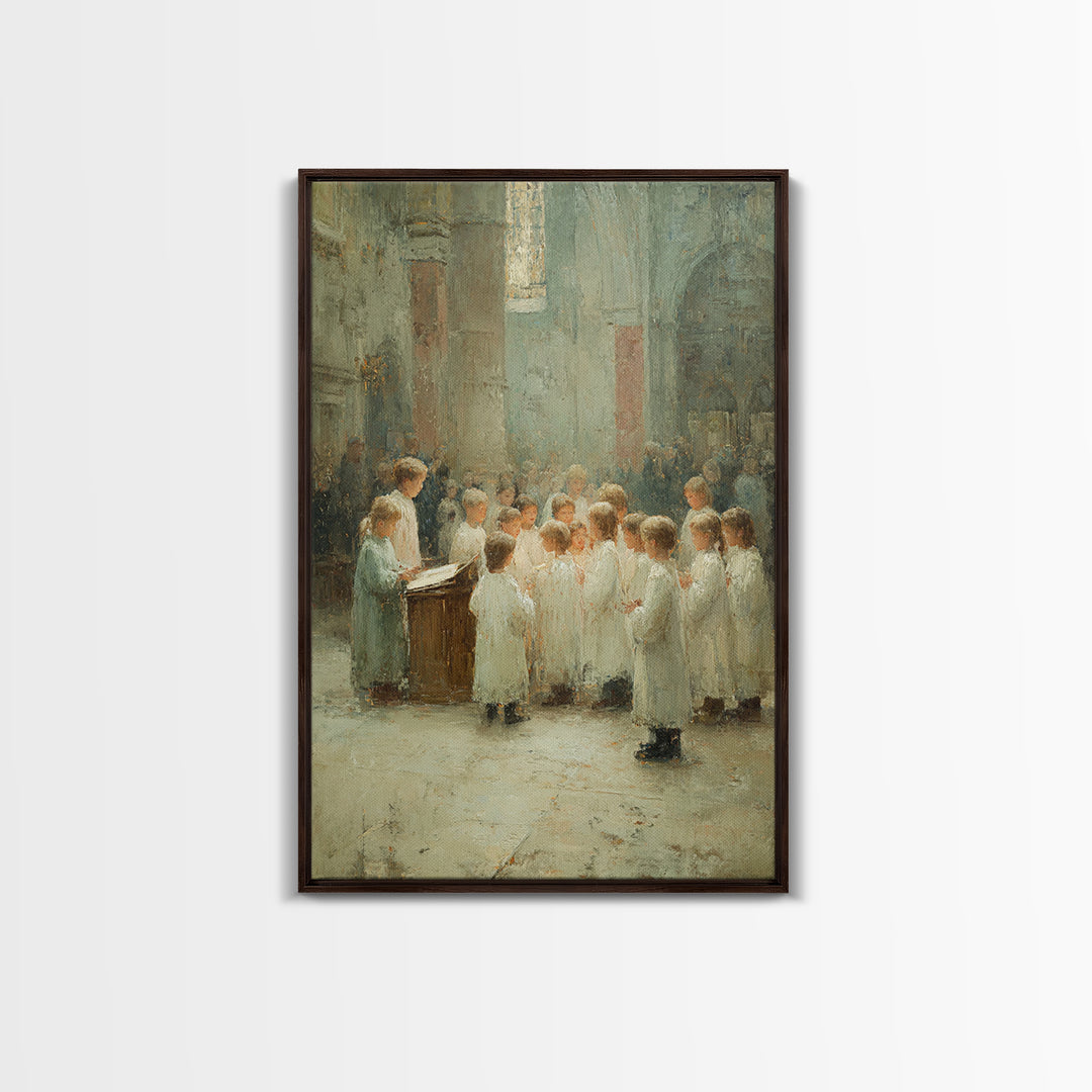 Choir Of Praise, Framed Canvas Print, Christian Wall Art, Christian Art Canvas, Christian Gift, Vintage Christian Art