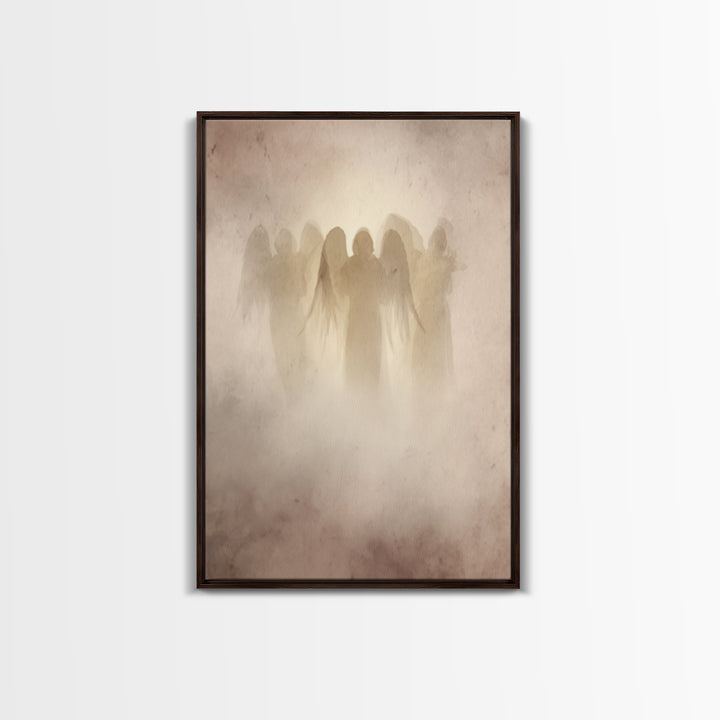 Veiled Guardians – Framed Canvas Print – Christian Art Canvas – Christian Wall Art – Minimalist Christian Art – Christian Decor – Christian