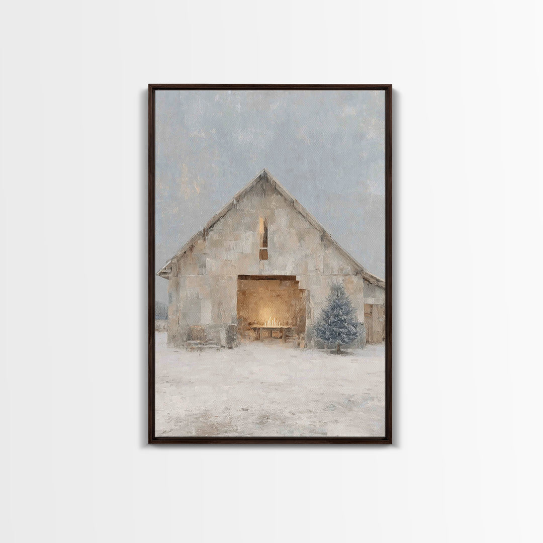 Holy Night Stable, Framed Canvas Print, Christian Christmas Art, Christmas Wall Art, Christian Art Canvas, Jesus Christmas Art, Christmas A