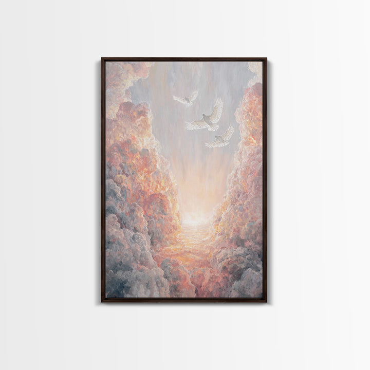 Doves Of Heaven – Framed Canvas Print – Christian Wall Art – Christian Art Canvas – Christmas Art – Christian Decor – Christian Gift Ideas