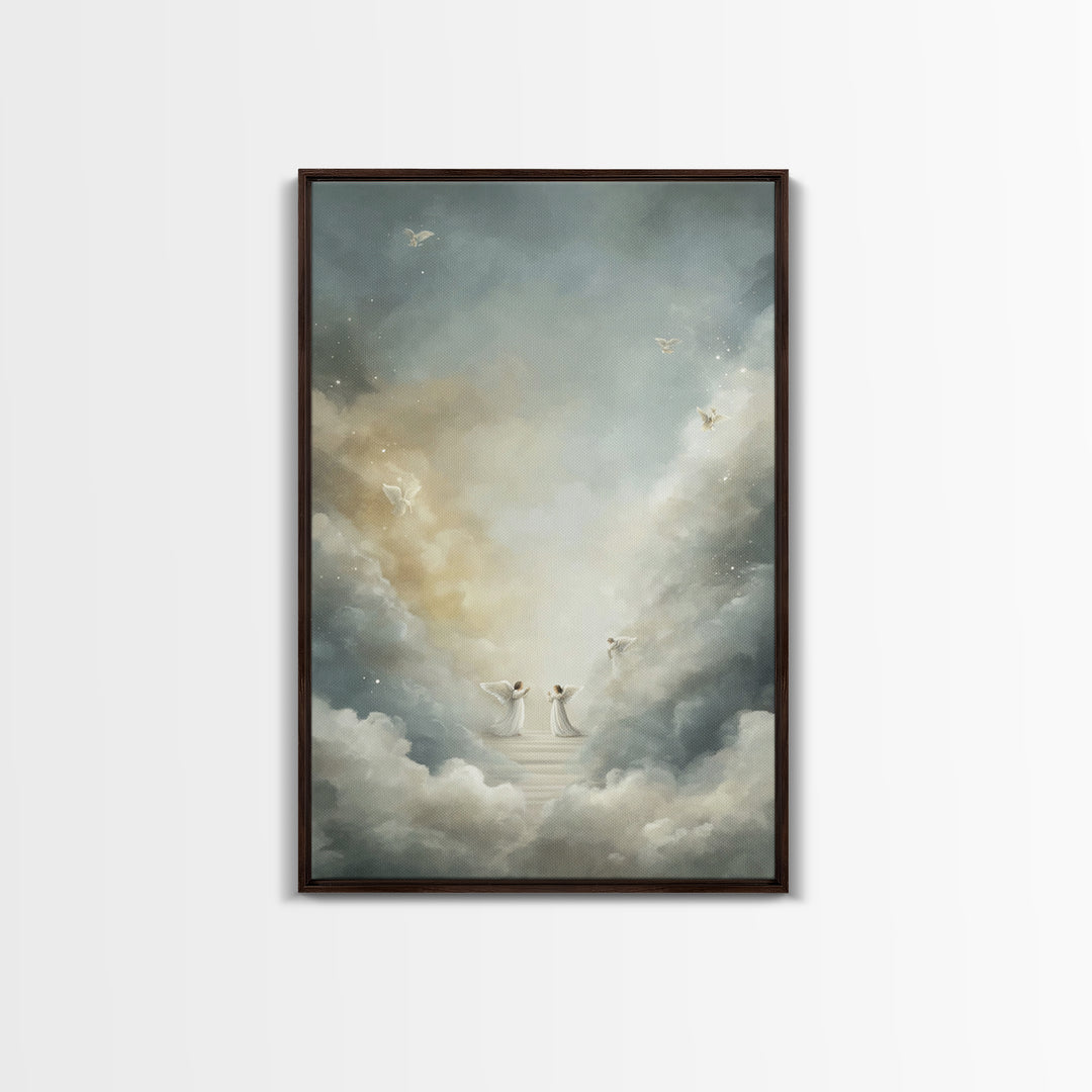 Heavenly Watch – Framed Canvas Print – Christian Art Canvas – Christian Wall Art – Christmas Art – Christian Gift Ideas – Christian Decor