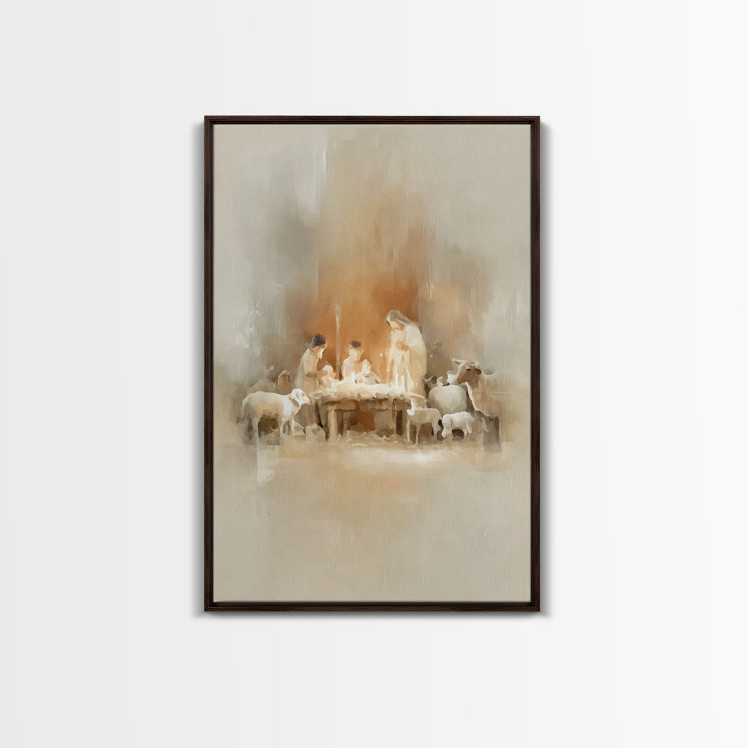 Holy Nativity – Framed Canvas Print – Christian Christmas Art – Christian Wall Art – Christmas Art Prints – Christian Decor – Christian Gif