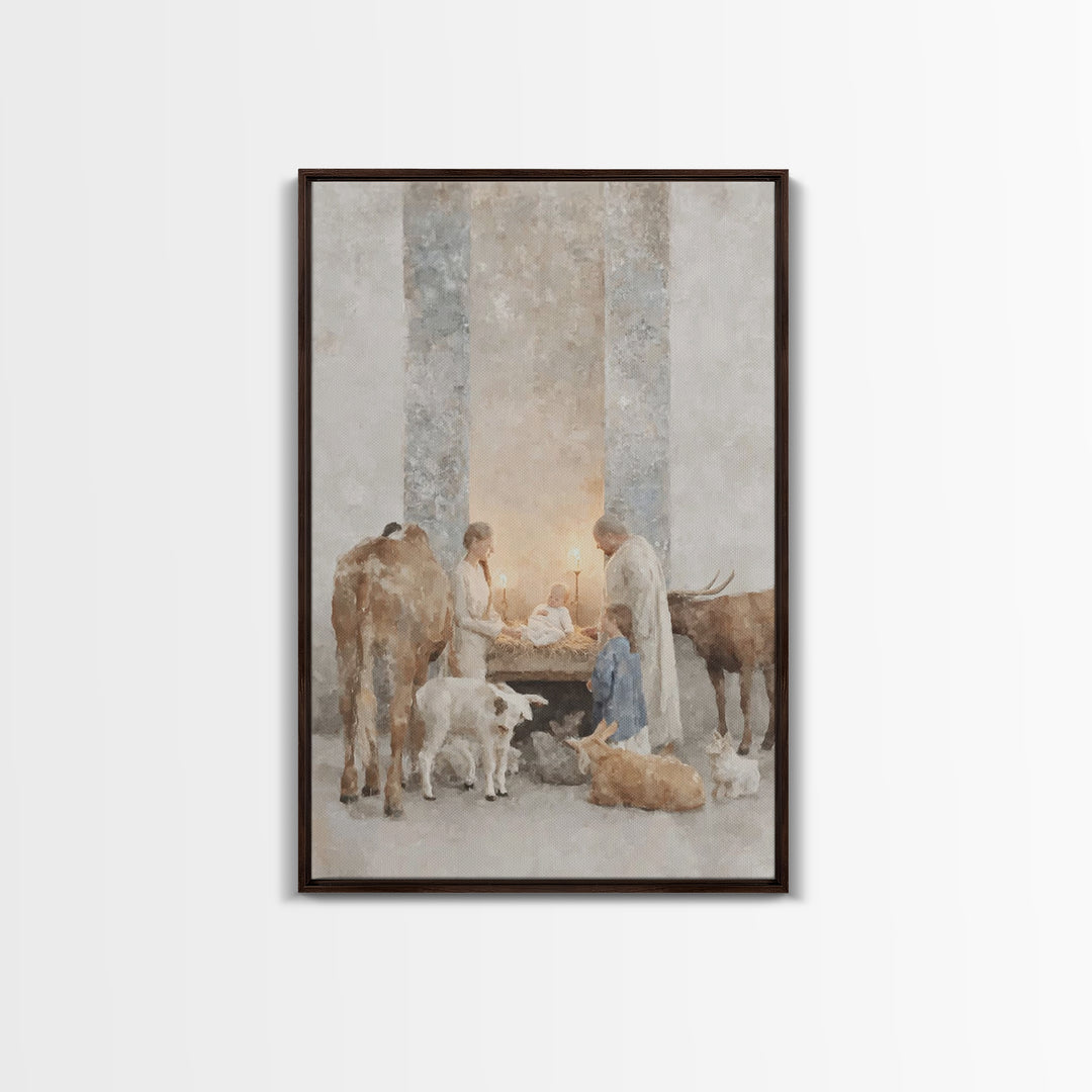 Manger Glory – Framed Canvas Print – Christian Wall Art – Christian Art Canvas – Christmas Wall Art – Christian Christmas Decor – Christian