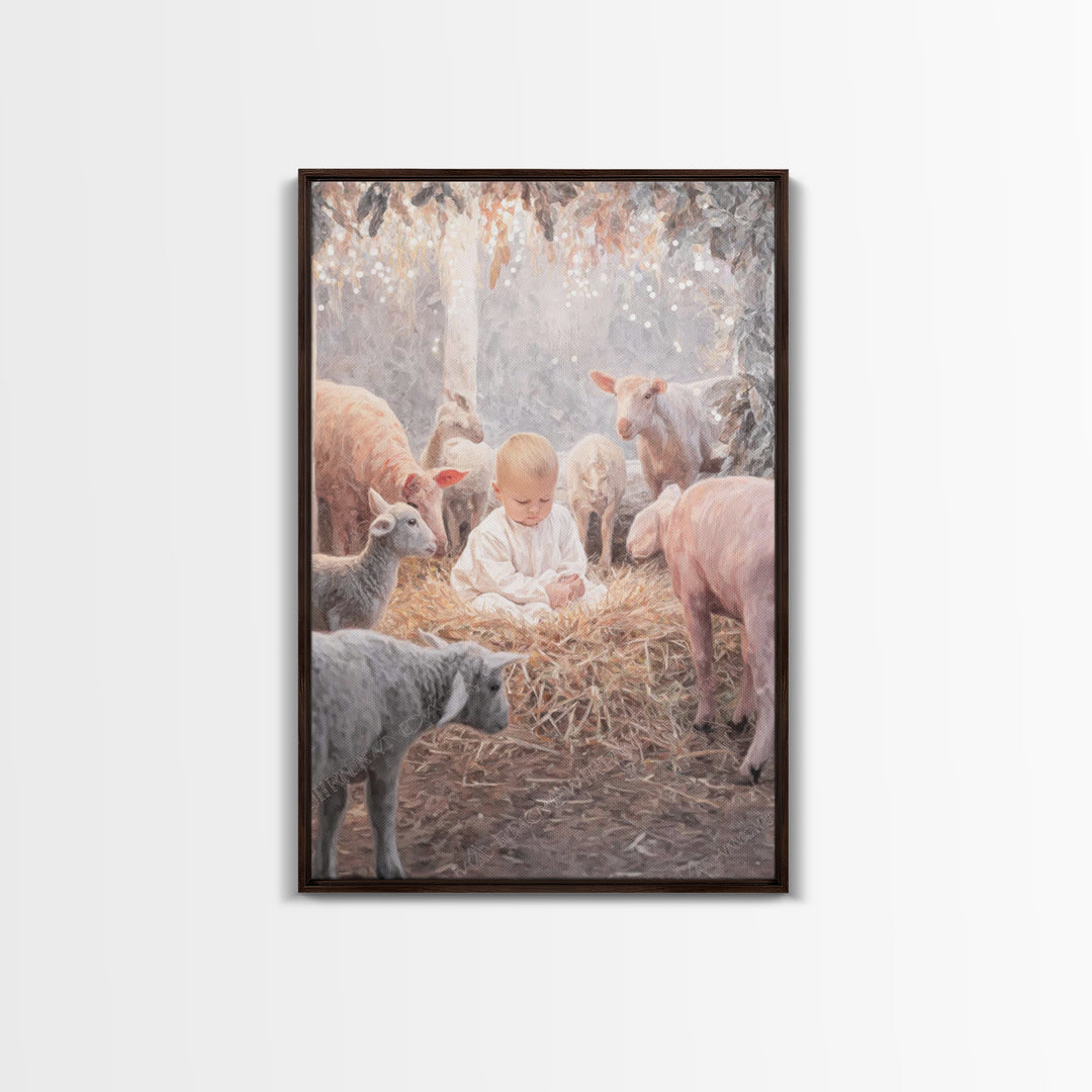 Lamb Of Peace – Framed Canvas Print – Christian Christmas Art – Christian Art Canvas – Christmas Art – Christian Wall Art – Christian Gift