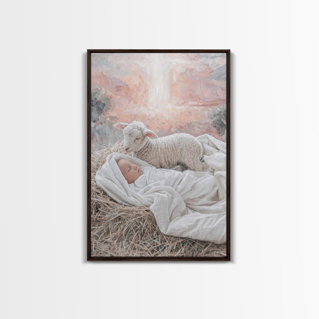 Divine Dawn Rest | Framed Canvas Print | Christian Art Canvas | Jesus Christmas Art | Christian Wall Art | Modern Christian Art | Christmas