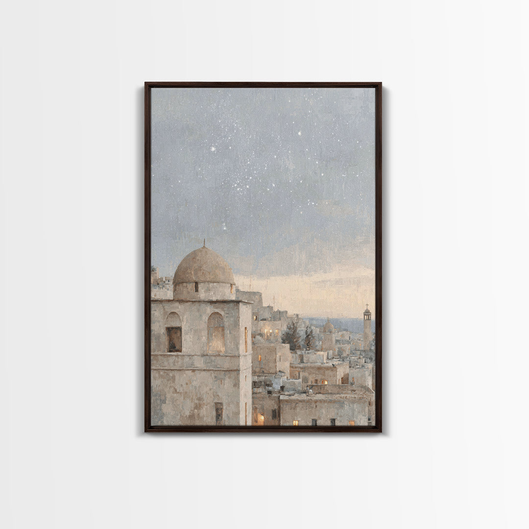 Star of Promise – Framed Canvas Print – Christian Art Canvas – Christmas Wall Art – Christian Christmas Art – Vintage Christian Painting –
