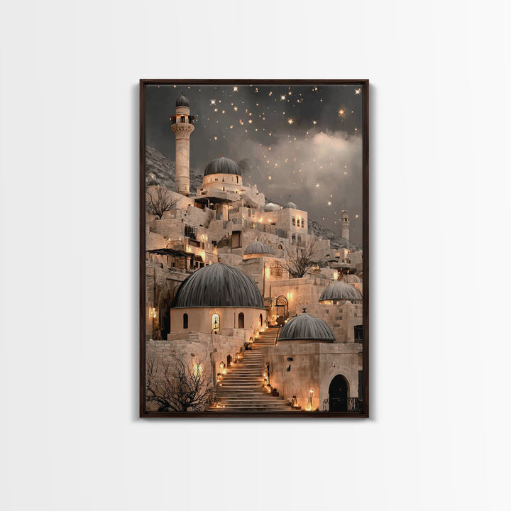 City of Light – Framed Canvas Print – Christmas Art Framed – Christian Wall Art – Christian Art Canvas – Christian Christmas Art – Retro Ch