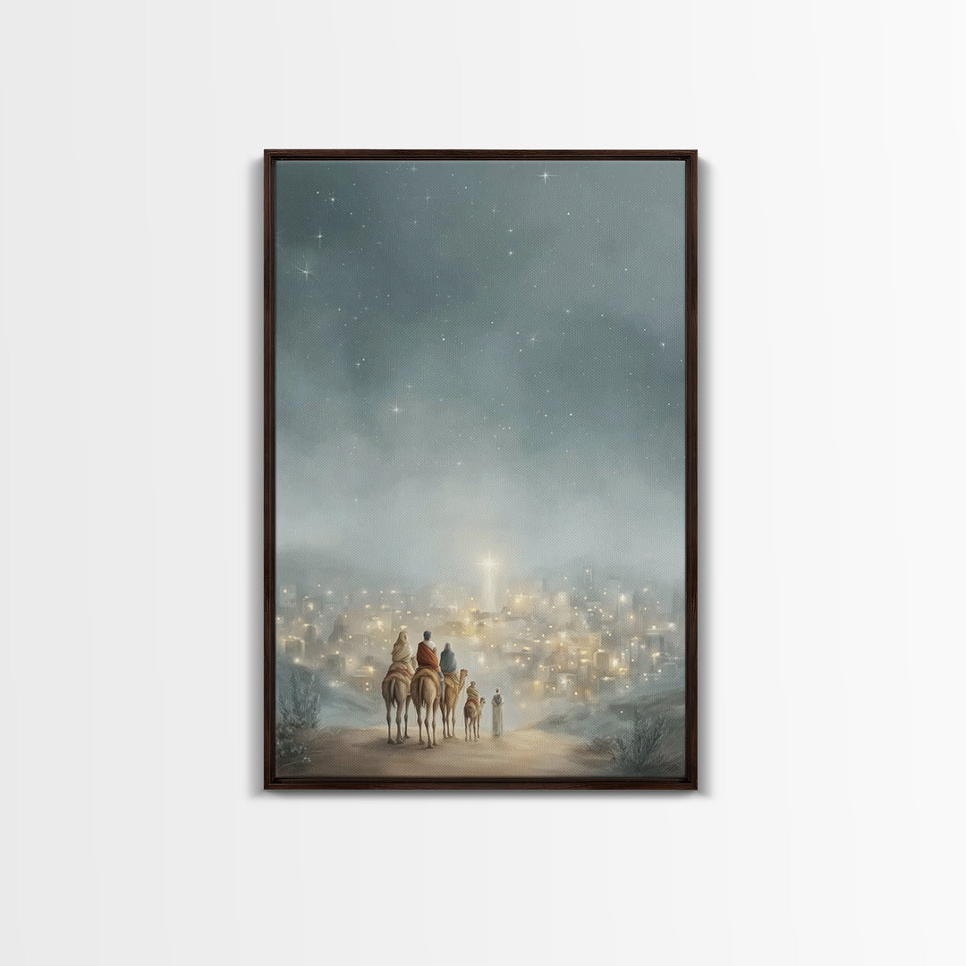 City Of Light – Framed Canvas Print – Christmas Wall Art – Christian Christmas Art – Christian Art Canvas – Jesus Painting – Christian Deco