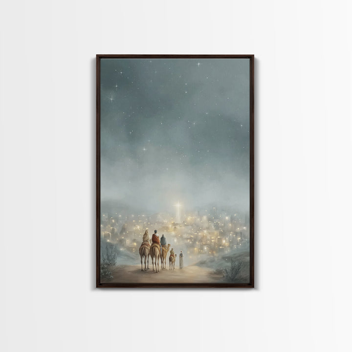 City Of Light – Framed Canvas Print – Christmas Wall Art – Christian Christmas Art – Christian Art Canvas – Jesus Painting – Christian Deco