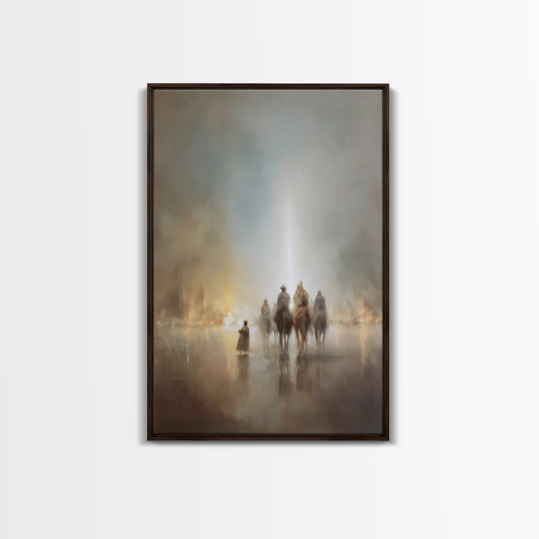 Mystic Pilgrims – Framed Canvas Print – Christian Art – Christmas Art Prints – Christian Wall Art – Jesus Christmas Art – Christian Canvas