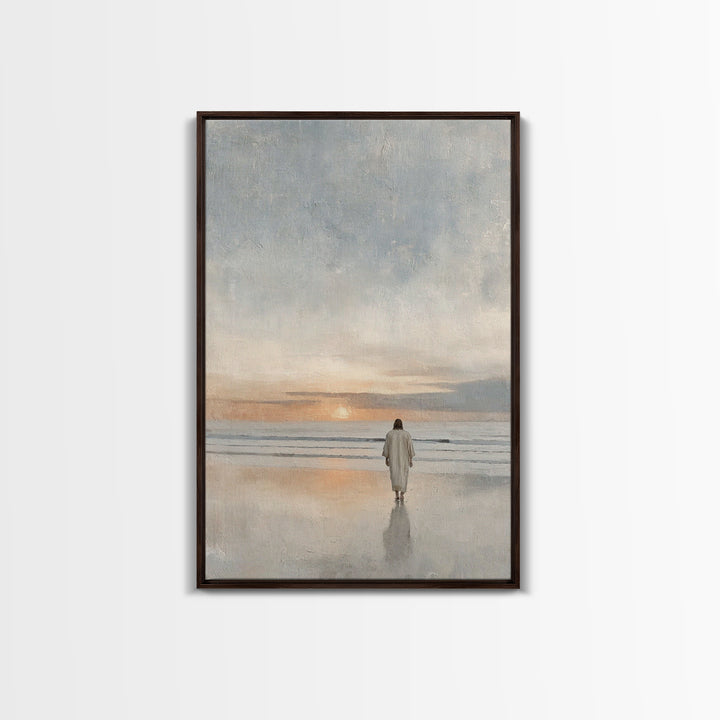 Shore Of Peace – Framed Canvas Print – Jesus Painting – Christian Wall Art – Christian Art Canvas – Modern Christian Art – Christian Decor