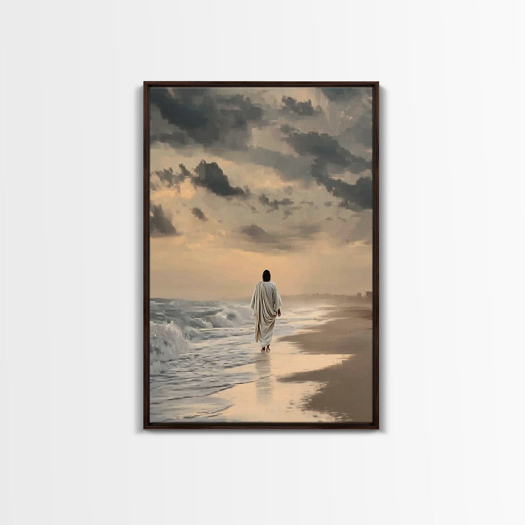 Still Waters – Framed Canvas Print – Christian Wall Art – Christian Art Canvas – Jesus Painting – Minimalist Christian Art – Christian Chri