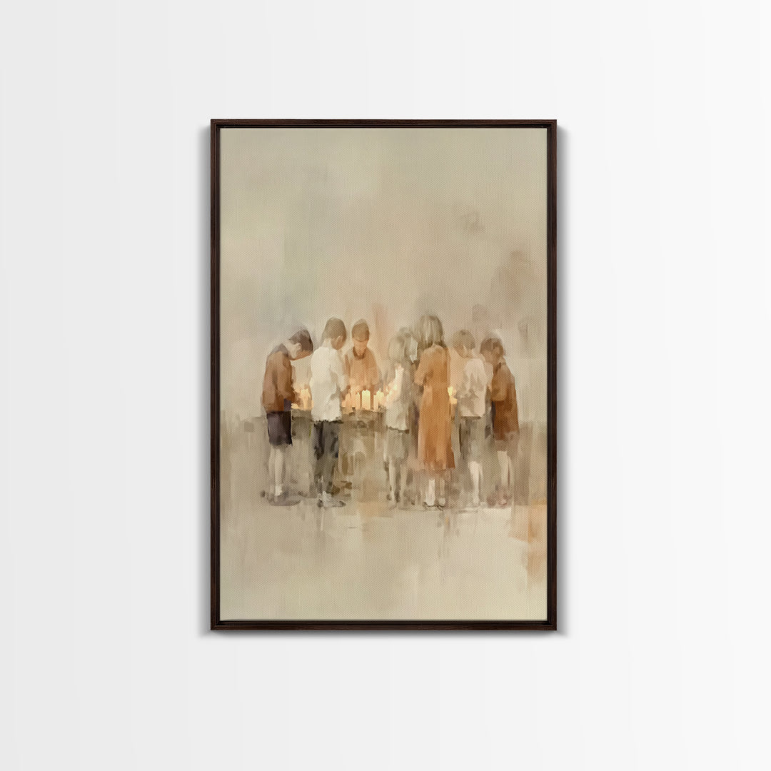 Little Candle Circle – Framed Canvas Print – Christian Art – Christian Wall Art – Christian Art Canvas – Christmas Art Prints – Christian D