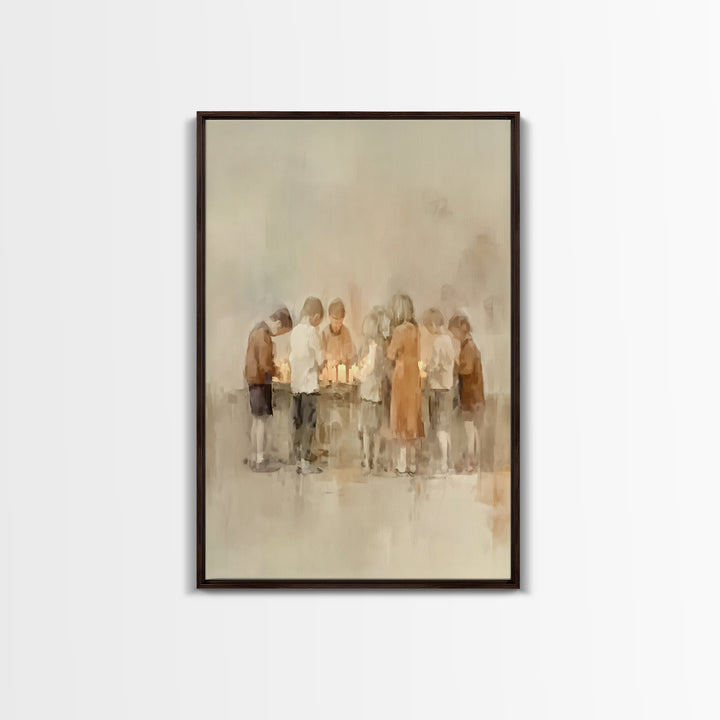 Little Candle Circle – Framed Canvas Print – Christian Art – Christian Wall Art – Christian Art Canvas – Christmas Art Prints – Christian D