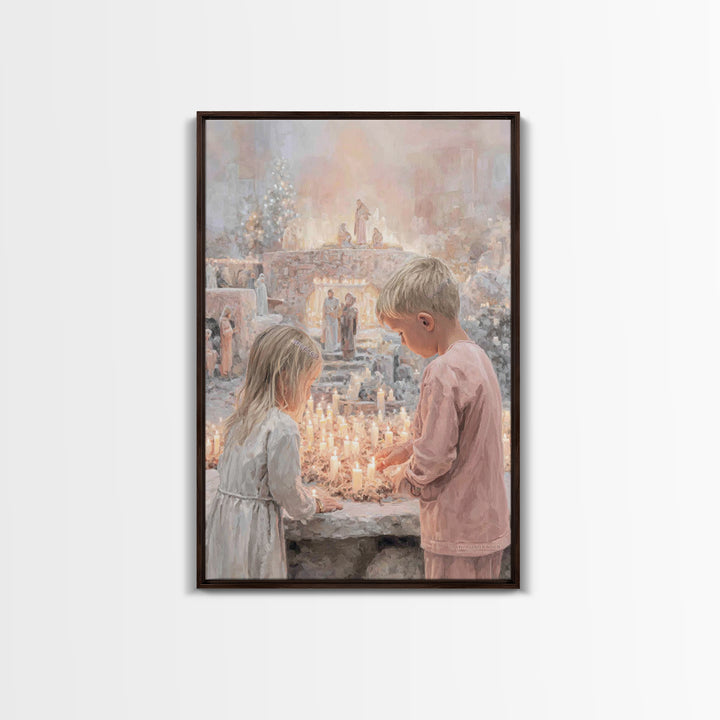 Starry Vigil – Framed Canvas Print – Christian Wall Art – Christian Christmas Art – Jesus Christmas Art – Christian Art Canvas – Christmas