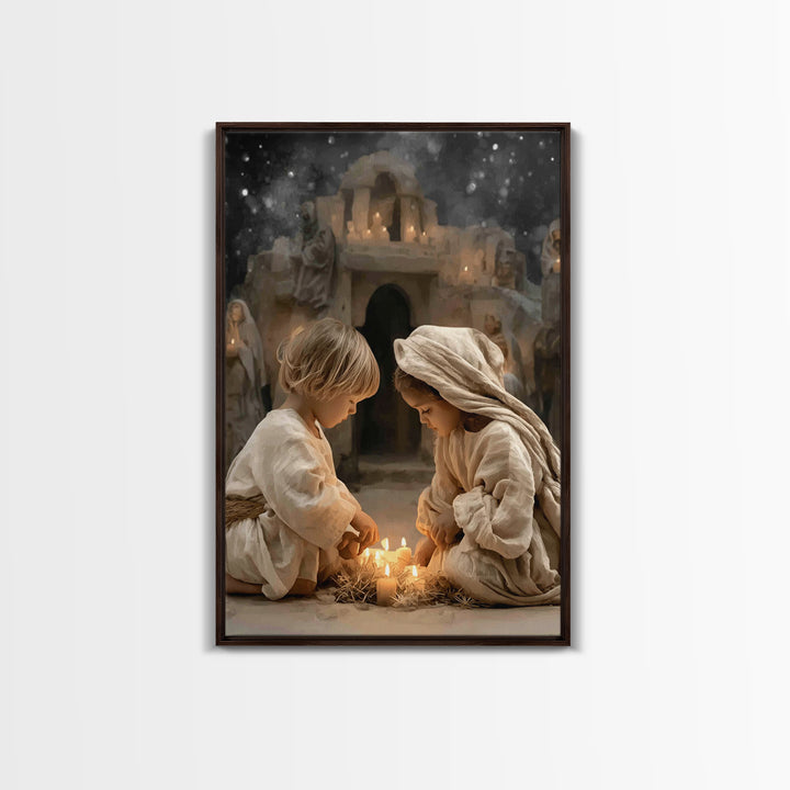 Holy Night Prayer – Framed Canvas Print – Christian Art Canvas – Christian Christmas Decor – Jesus Christmas Art – Christmas Art Prints – C
