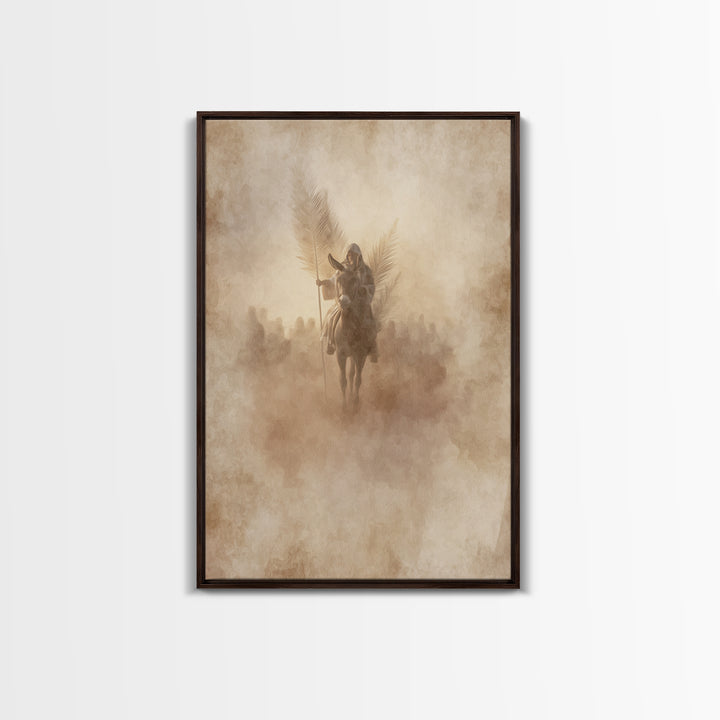 Palm Dawn Entry – Framed Canvas Print – Christian Wall Art – Christian Art Canvas – Large Christian Painting – Vintage Christian Art – Chri