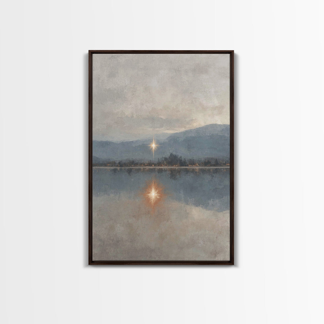 Heavenly Starrise – Framed Canvas Print – Christian Wall Art – Christian Art Canvas – Subtle Christian Art – Christmas Canvas Wall Art – Ch