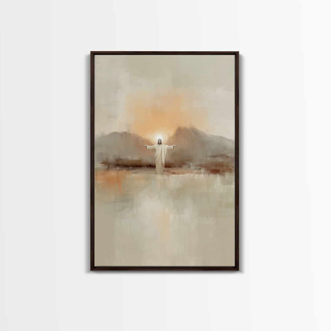 Dawn Of Mercy – Framed Canvas Print – Christian Wall Art – Jesus Painting – Christian Art Canvas – Minimalist Christian Art – Christian Dec