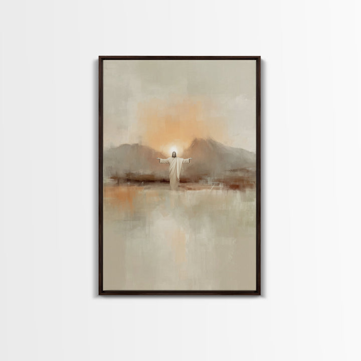 Dawn Of Mercy – Framed Canvas Print – Christian Wall Art – Jesus Painting – Christian Art Canvas – Minimalist Christian Art – Christian Dec
