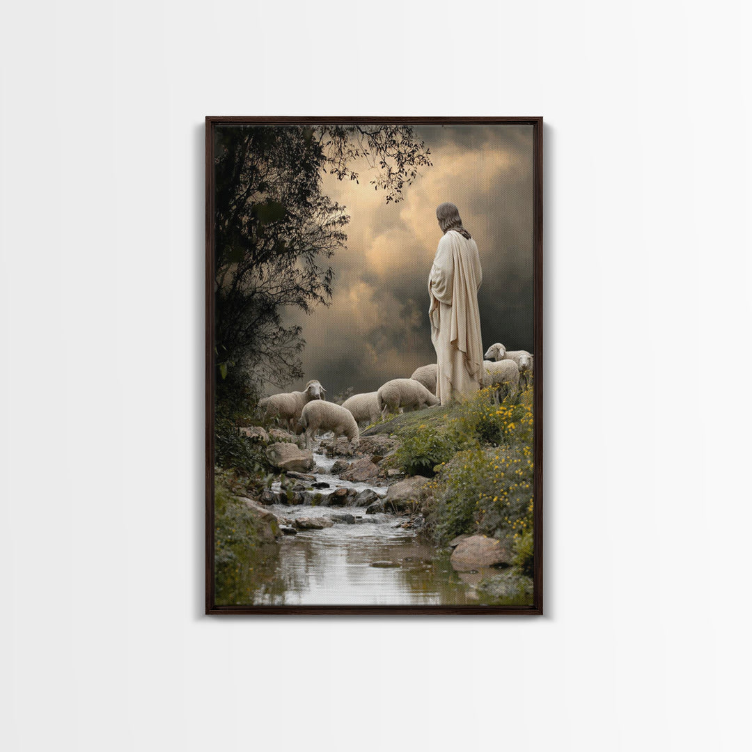 Autumn Pasture Grace – Framed Canvas Print – Christian Wall Art – Jesus Painting – Modern Christian Art – Christian Art Canvas – Christian
