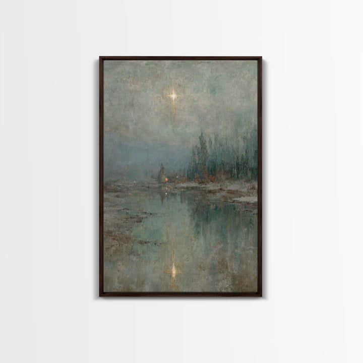 Light Over Still Waters | Framed Canvas Print | Christian Art Canvas | Christian Wall Art | Vintage Christian Art | Christmas Art Prints |