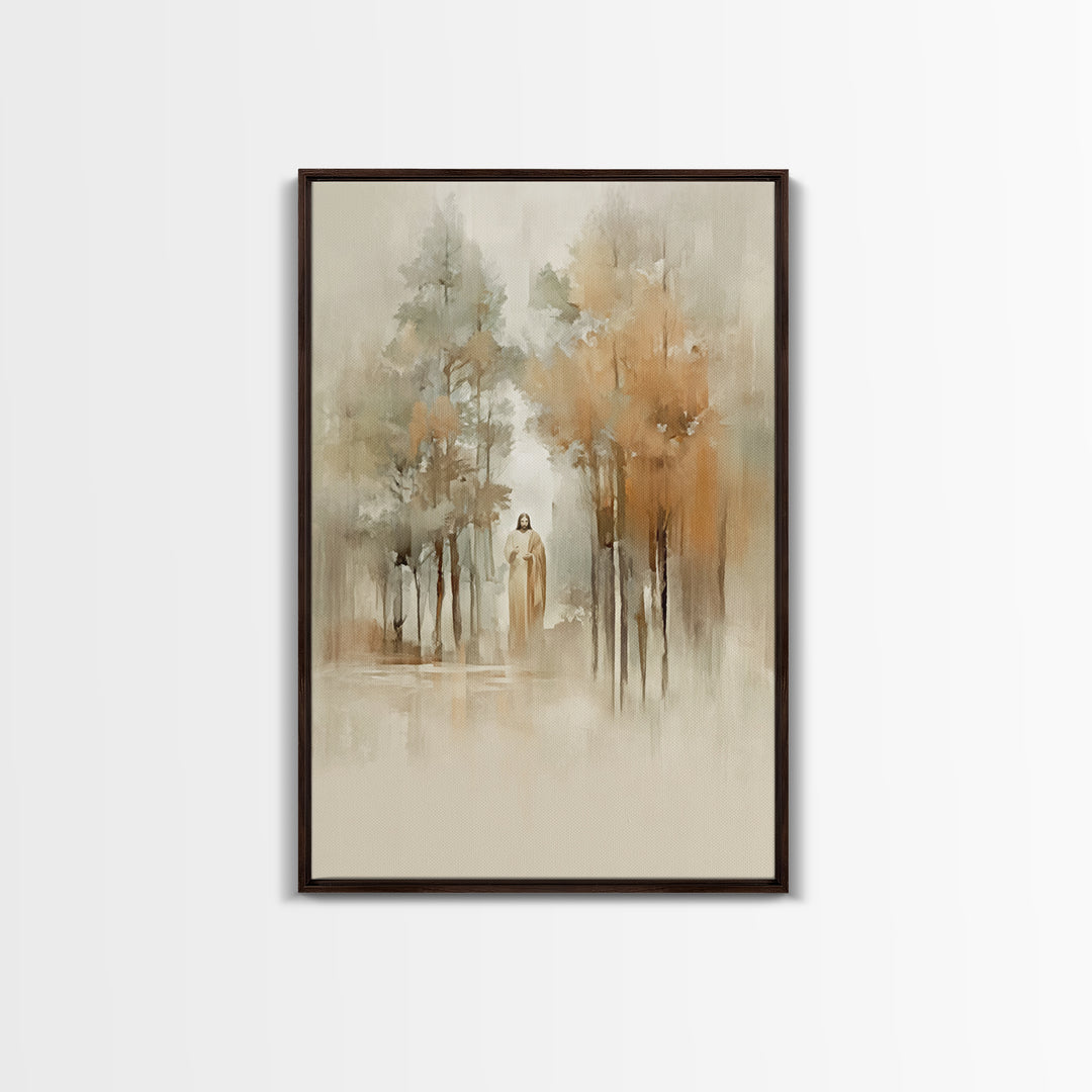 Forest Light Blessing – Framed Canvas Print – Christian Wall Art – Jesus Painting – Christian Art Canvas – Christian Christmas Art
