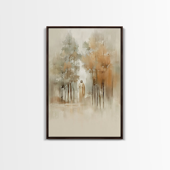 Forest Light Blessing – Framed Canvas Print – Christian Wall Art – Jesus Painting – Christian Art Canvas – Christian Christmas Art