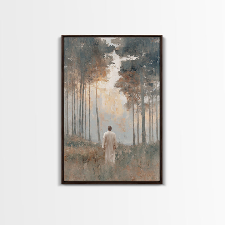 Dawn Path Reverence | Framed Canvas Print | Christian Art Canvas | Christian Wall Art | Jesus Painting | Modern Christian Art