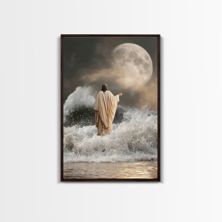 Moonlit Calvary Glory | Framed Canvas Print | Christian Wall Art | Christian Christmas Art | Christian Art Canvas | Christian Decor