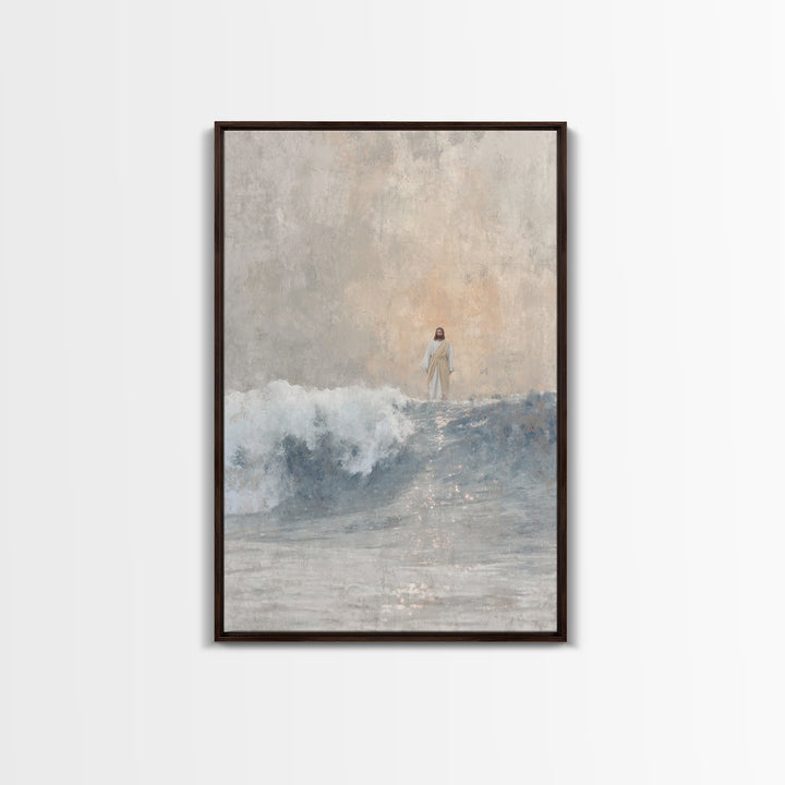 Waves Of Majesty, Framed Canvas Print, Jesus Painting, Christian Wall Art, Christian Art Canvas, Modern Christian Art