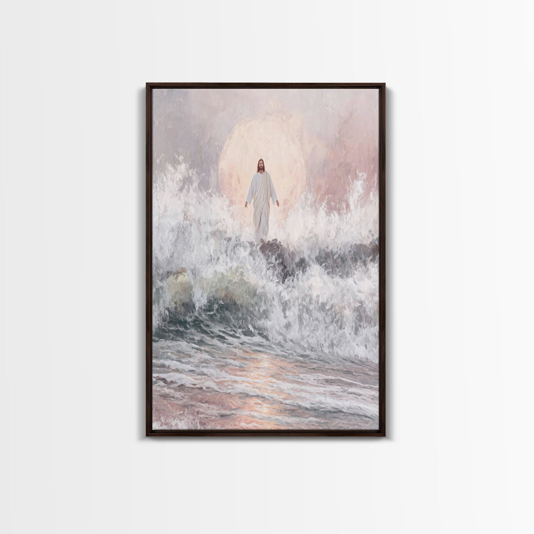 Moonrise of Peace – Framed Canvas Print – Christian Wall Art – Jesus Painting – Christian Art Canvas – Modern Christian Art