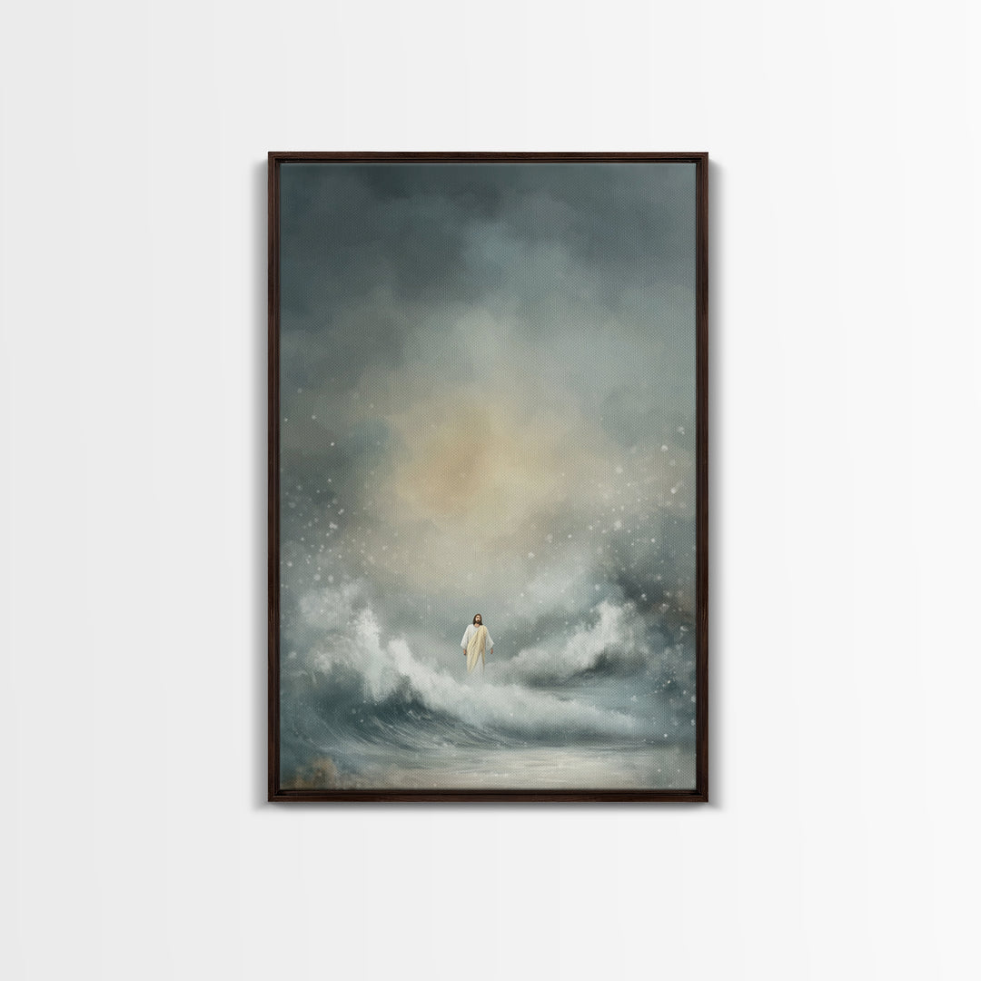 Stormlight Promise | Framed Canvas Print | Christian Art Canvas | Jesus Painting | Moody Christian Art | Christian Wall Art