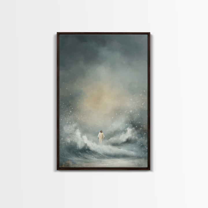 Stormlight Promise | Framed Canvas Print | Christian Art Canvas | Jesus Painting | Moody Christian Art | Christian Wall Art