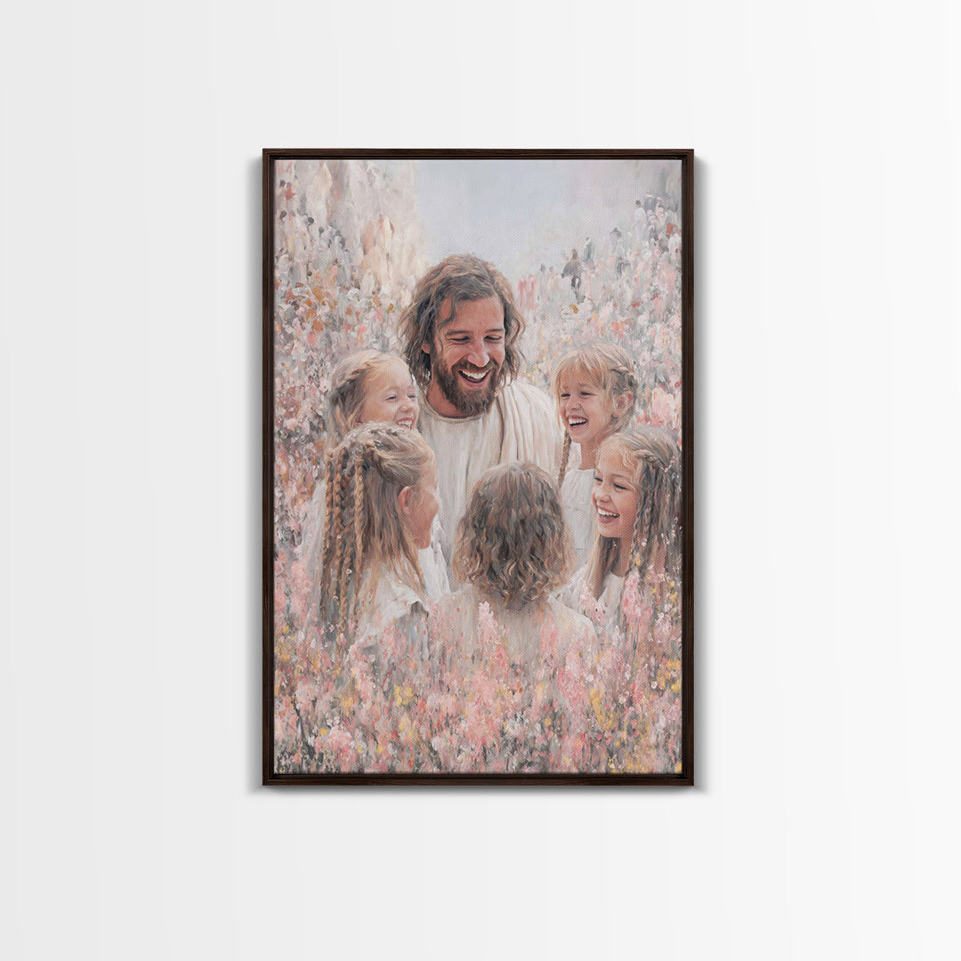 Joyful Garden Grace – Framed Canvas Print – Christian Art Canvas – Christian Gift Ideas – Jesus Painting – Christian Wall Art