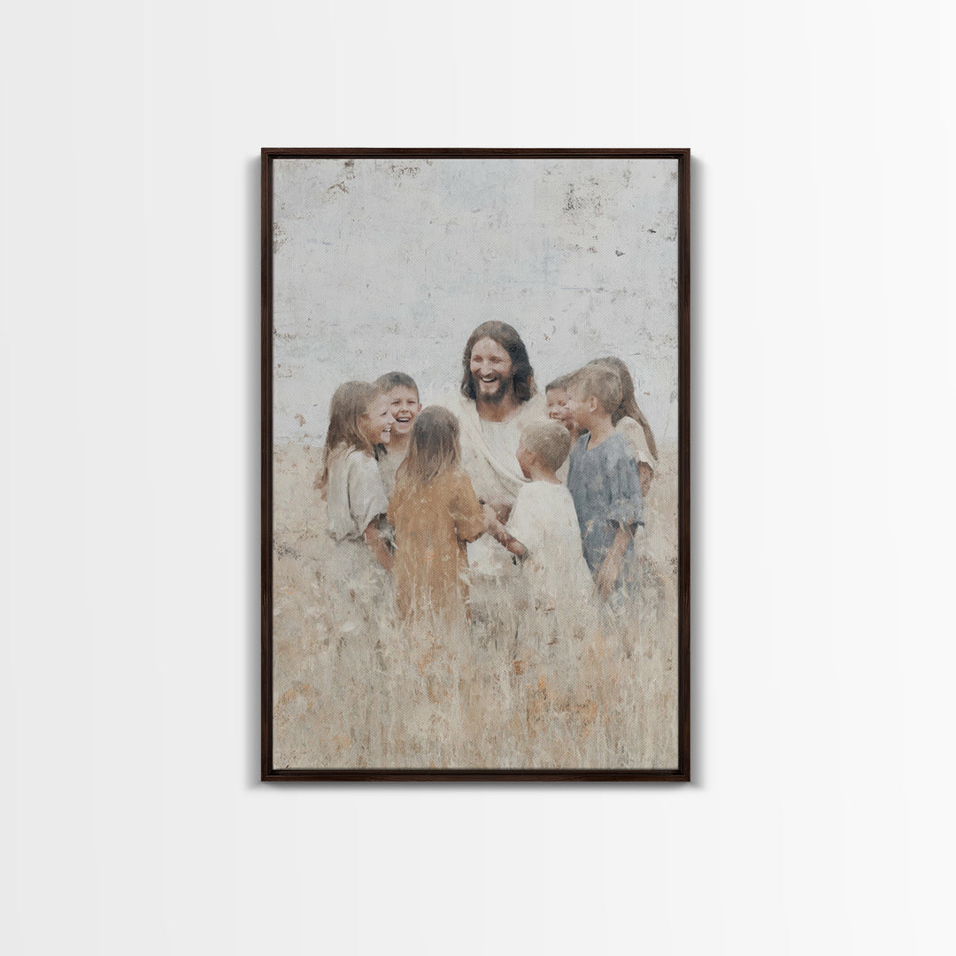 Gathered in Light, Framed Canvas Print, Christian Art Canvas, Jesus Painting, Christian Wall Art, Unique Christian Art